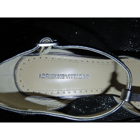 Adrienne Vittadini Ceclia Gunmetal Pewter Metallic Patent Leather T Strap Pumps - Picture 3 of 11